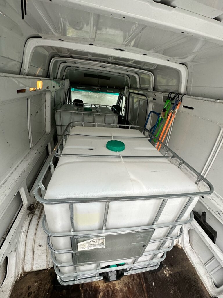 IBC totes in the van